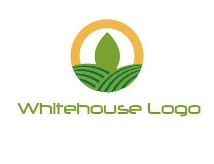 abstract tree and fields in circle logo