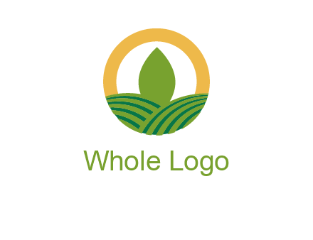abstract tree and fields in circle logo