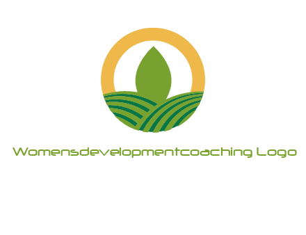 abstract tree and fields in circle logo