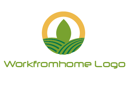 abstract tree and fields in circle logo