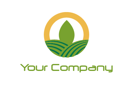 abstract tree and fields in circle logo