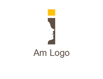 girl face inside the letter i logo