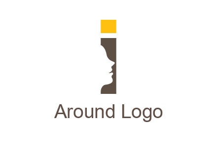 girl face inside the letter i logo