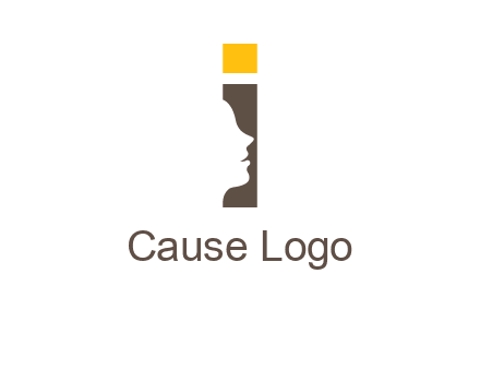 girl face inside the letter i logo