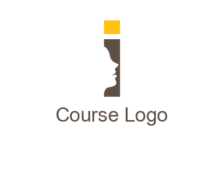 girl face inside the letter i logo
