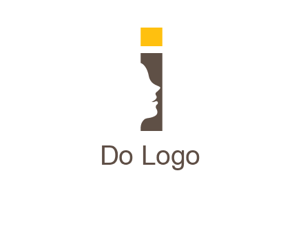 girl face inside the letter i logo