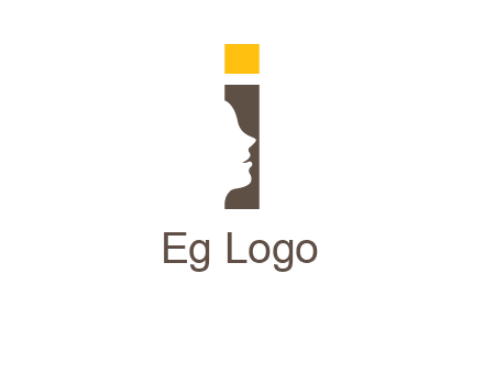 girl face inside the letter i logo