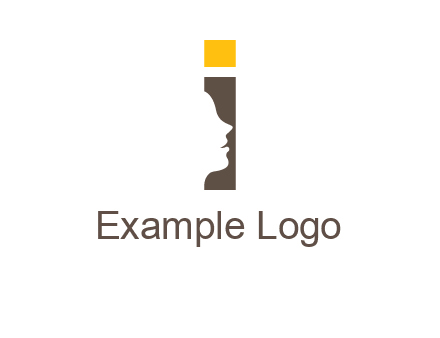 girl face inside the letter i logo