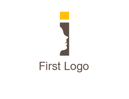 girl face inside the letter i logo