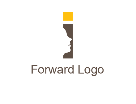 girl face inside the letter i logo