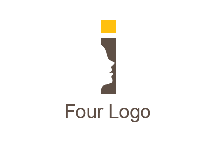 girl face inside the letter i logo