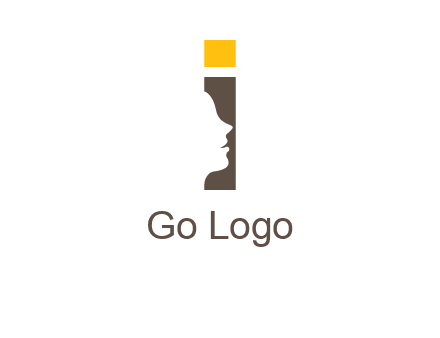 girl face inside the letter i logo