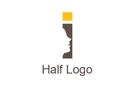 girl face inside the letter i logo