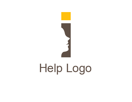 girl face inside the letter i logo