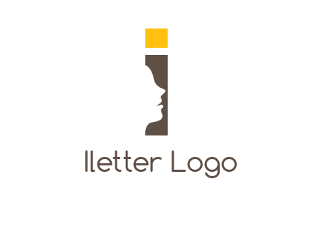 girl face inside the letter i logo