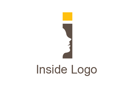 girl face inside the letter i logo