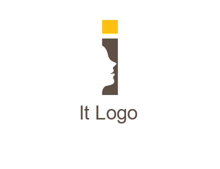 girl face inside the letter i logo