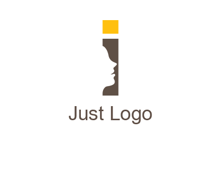 girl face inside the letter i logo