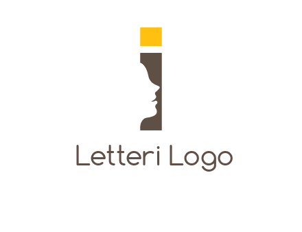 girl face inside the letter i logo