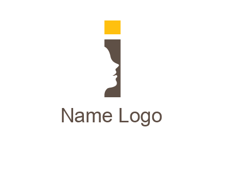girl face inside the letter i logo
