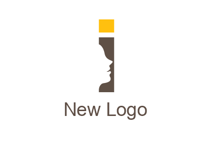 girl face inside the letter i logo