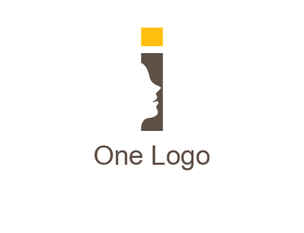 girl face inside the letter i logo