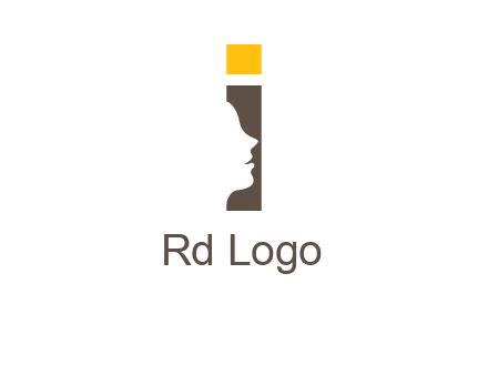 girl face inside the letter i logo