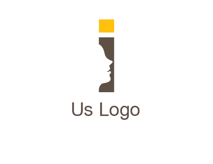girl face inside the letter i logo