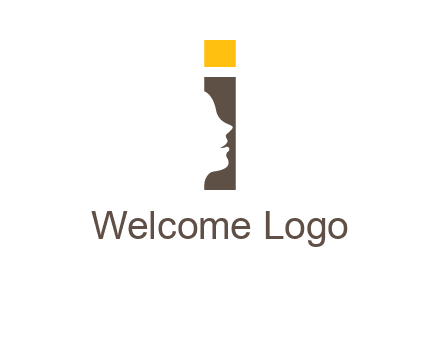 girl face inside the letter i logo
