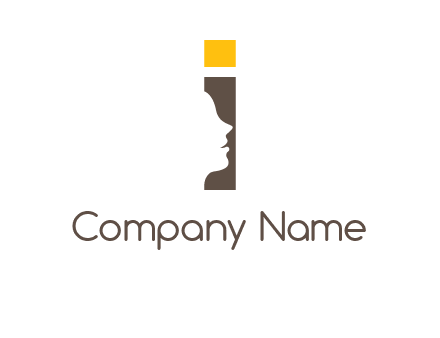 girl face inside the letter i logo