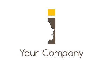 girl face inside the letter i logo