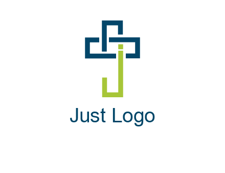 letter J with line art blocky cloud