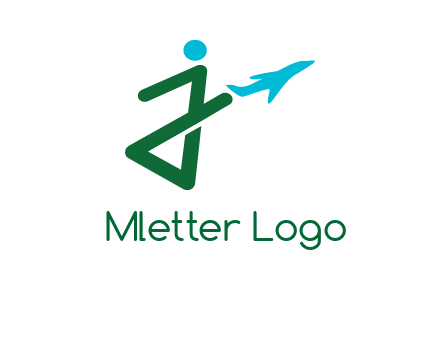 Airplane is passing by letter j logo