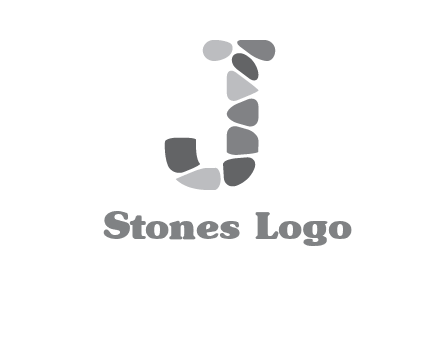 Stones forming letter j logo