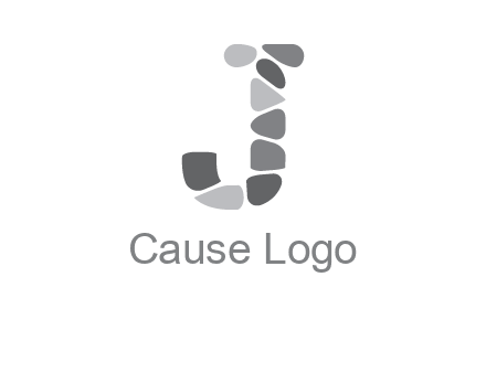 Stones forming letter j logo