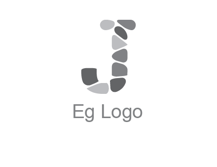 Stones forming letter j logo