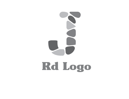 Stones forming letter j logo