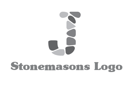 Stones forming letter j logo