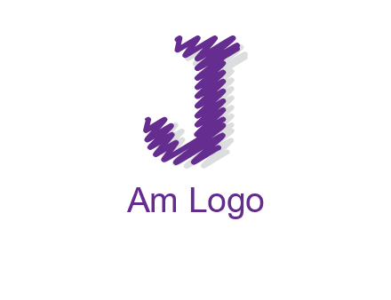 Scribble Lines forming letter j logo