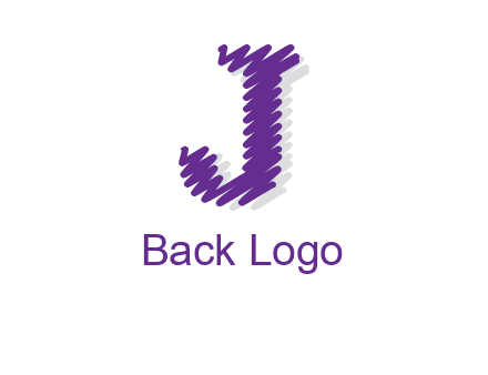 Scribble Lines forming letter j logo