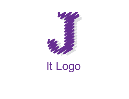 Scribble Lines forming letter j logo