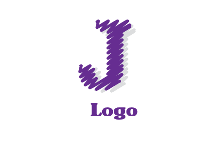Scribble Lines forming letter j logo