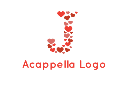 hearts forming letter j logo