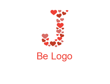 hearts forming letter j logo