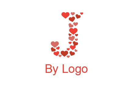 hearts forming letter j logo