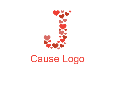 hearts forming letter j logo