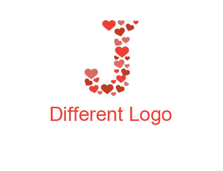 hearts forming letter j logo