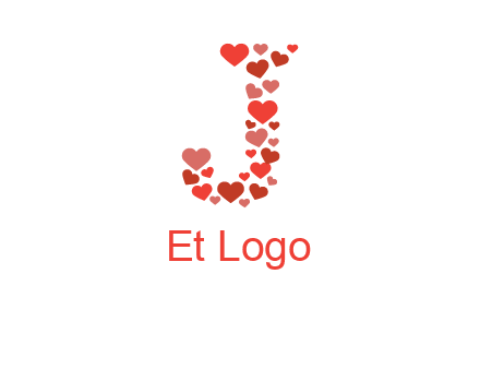 hearts forming letter j logo