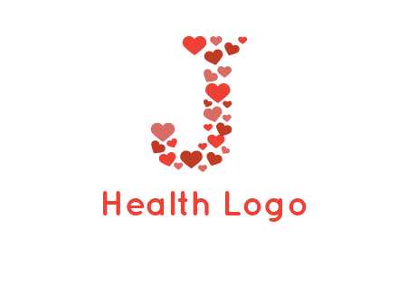 hearts forming letter j logo