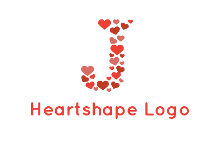 hearts forming letter j logo